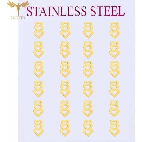 Romantic Heart Stud Earrings Three Love Hearts Golden Womans Accessories Stainless Steel Earrings Sweet Fashion Giris Gift