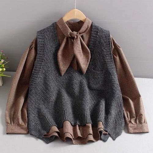 Foreign style vest 2021 spring and autumn new sweater vest college style fashion knitting casual cotton
