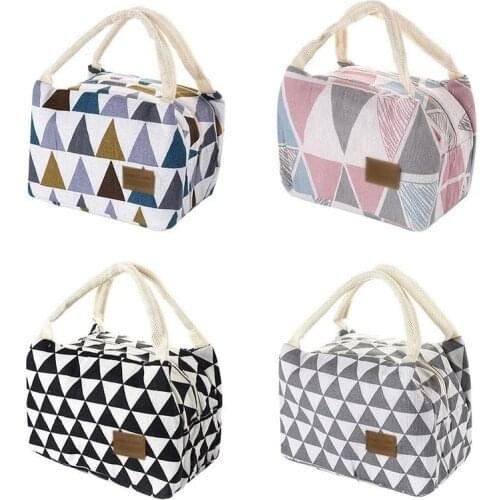 1pcs Foldable Lunch Box Thermos Lunch Bags Portable Insulated Canvas Thermal Food For Women Fashion Travel Foldable Lunch Box