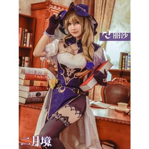 2021 Hot Game Genshin Impact Lisa Cosplay Costume For Halloween Carnival Fancy Party Cosplay Party Accessories Game Fans Gift