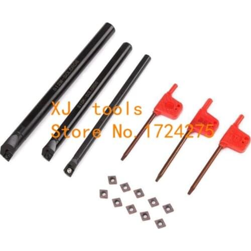 3PCS S12M / S06K / S07K / S08K / S10K 95° Spiral Turning Tool Holder Boring Bar + 10PCS CCMT060204 Carbide Insert high precise