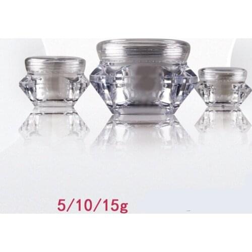 300Pcs 5g 10g 15g/ml Cosmetic Empty Jar Pot Eyeshadow Makeup Face Cream Container ,Diamond style cream jar