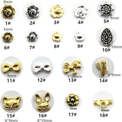50pcs/pack Japan 3D Nail Art Decorations Metal Nail Accessories Alloy Flower Cat Nail Parts DIY Charm Alloy Nail Supplies