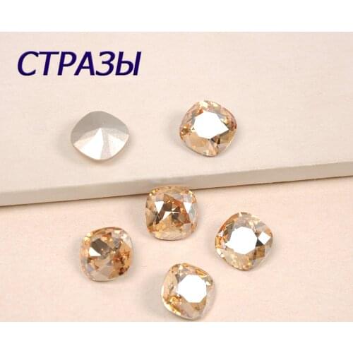 4470 Cushion Cut GSHA Golden Shadow glass crystal Pointed bottom Sew on rhinestones DIY watch and jewelry Garment Decoration