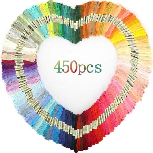 50/100/150/200/250/450pcs Multicolor Embroidery Thread Cross Stitch Floss Threads Cotton Sewing Skeins Skein Kit