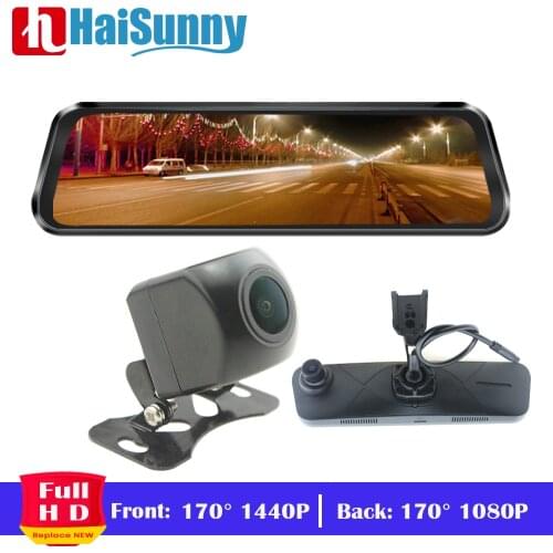 Car Video Recorder Streaming Mirror Dvr With Camera Rearview Rear View Touch Screen 170° View Angle FULL HD 1080P Dual Lens