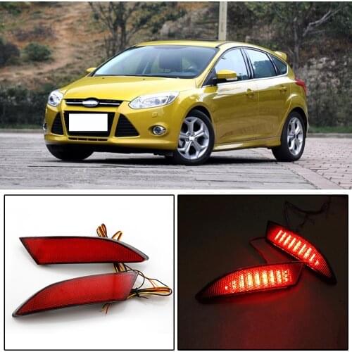 CAPQX 1Pair For Ford Focus Hatchback Sedan 12-14 Rear Bumper LED Reflector Light Brake Light Warning Lamp Fog Lamp Tail Light