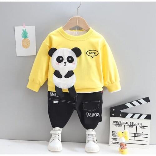 Spring Autumn Children Clothes Baby Boys Cotton Panda T-shirt Pants 2Pcs/sets Infant Out Kid Fashion Toddler Clothing Tracksuits