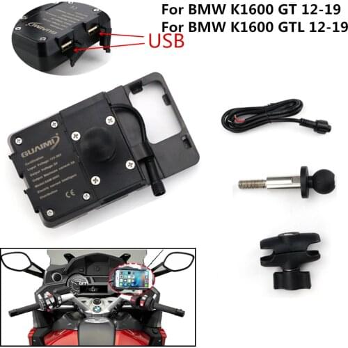 For BMW K1600GT K1600GTL 2012-2019 Motorcycle Dual USB Charger Mobile Phone Holder Clamp Stand GPS Navigation Bracket