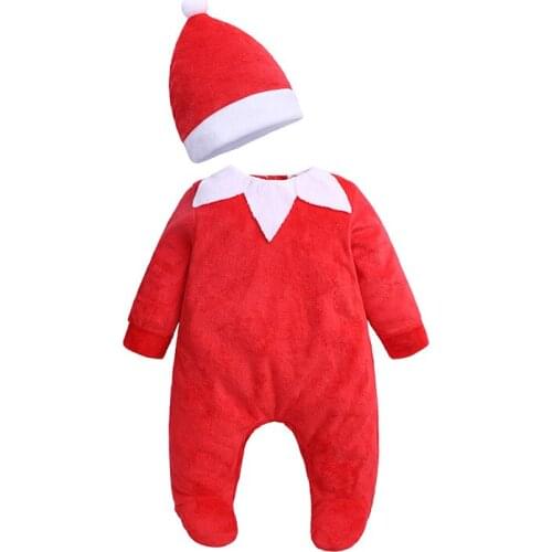 Fleece Father Christmas Newborn Clothes Suit Winter Baby Boy Rompers Hat 2pcs Suits Pajamas Jumpsuits Santa Costumes Sleepwear