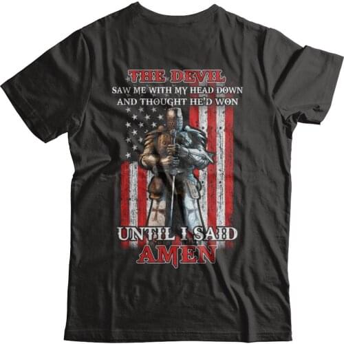 Knights Templar American The Devil Saw Me with My Head Down T-Shirt Summer Cotton O-Neck Short Sleeve Mens T Shirt Size S-3XL