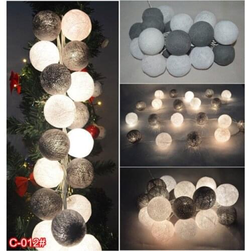 20PCS/SET cotton ball string lights fairy party wedding home garden patio decor Gray & White C-012