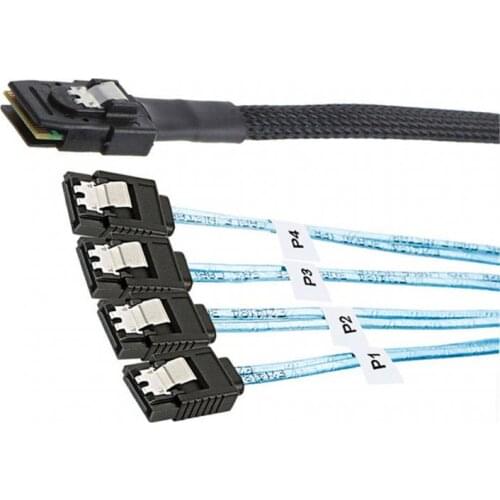 0.5M/1M SAS SATA Cable 36Pin SFF-8087 Male To 4 SATA 7Pin Splitter Adapter Cable Mini SAS SFF8087 36P To 4 SATA 7P Cable 12Gbps