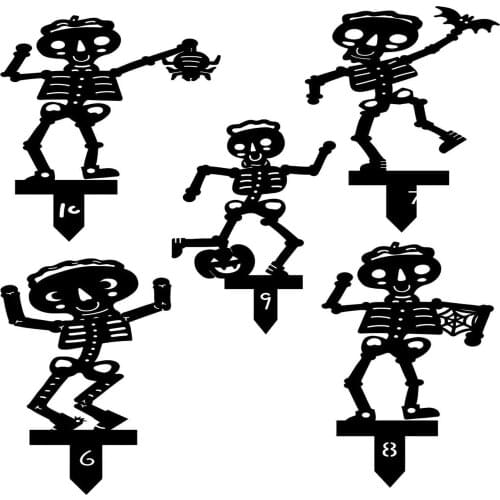 Skeleton Yard Art Metal Acrylic Hollow Out Skull head Ornaments Garden Lawn Statues Gift Outdoor Garden Backyard Patio Decor