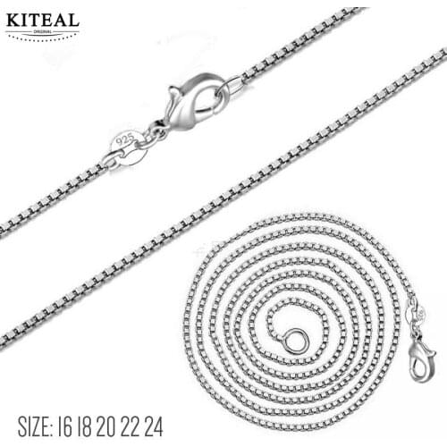 Kiteal New 1.4mm 16 18 20 22 24inch Round Box Chain Silver Color women&Men Cuban Necklace Various Sizes