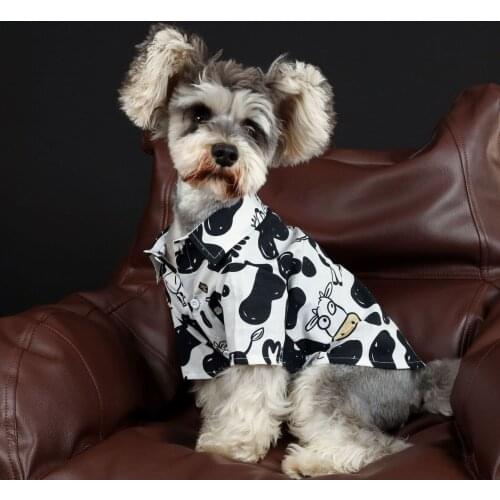 Pet Cat Dog Clothes Spring and Summer Vacation cow shirt French Bulldog Chihuahua Sphynx Hairless Cat Dog Hawaii Shirt