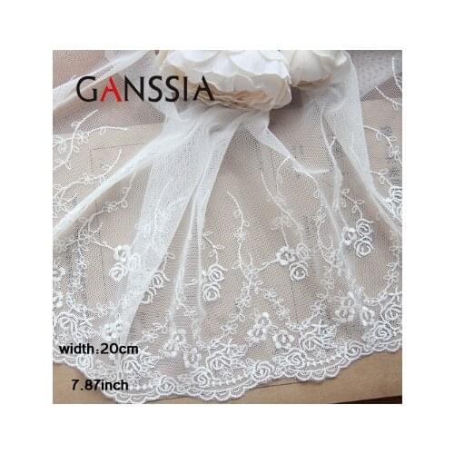 1 Yard Width:20cm Exquisite Rose Bouquet Embroidery Lace Lolita Dress Collar and Cuff Decoration DIY Sewing Accessories(ss-1053)