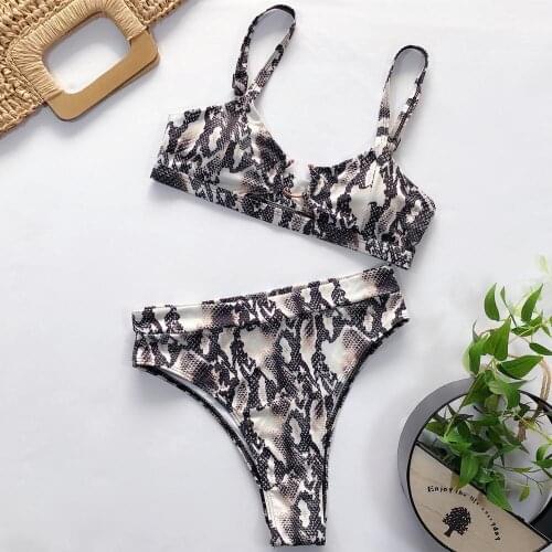 Bandeau Thong Brazilian Bikini High Waist Swimsuit Women Swimwear Bikini set Cut out Bather High Waist Bathing Suit Swim Wear