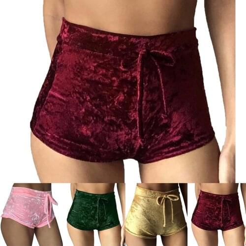 Summer Women Shorts Sexy Women Solid Color Elastic High Waist Drawstring Velet Casual Runner Shorts Summer Yoga Shorts Women