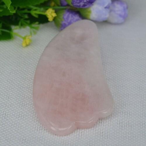 1Pc Natural Rose Quartz Crystal Feather-Shaped Gua Sha Massager Scrapping Plate For Body Chakra Healing reiki Massage