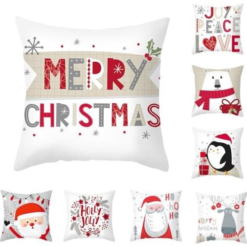 Lovely Christmas Cushion Pillowcase Soft One Side Printing Pillowcases Elastic Wear-resistant Throw Pillows Cover for Home Decor