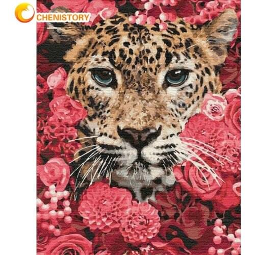 CHENISTORY Picture By Numbers Cheetah Animal Paint Kits 60x75cm Framed On Canvas Home Decoration HandPainted Wall Photo Craft