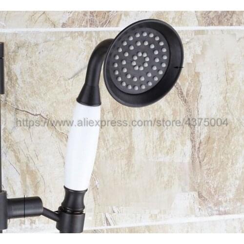 Black Oil Rubbed Brass white ceramic Bathroom Shower Head Water Saving Hand held Sprayer Tap Nhh006