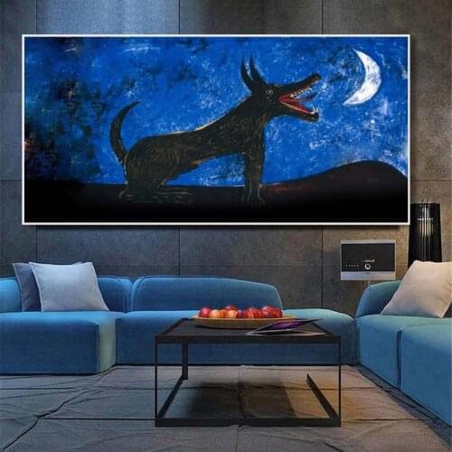 Tengu Food Moon Wall Art Decor Wall Canvas Art Poster and Print Abstract Animal Painting on Canvas Picture for Living Room Decor