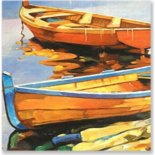 Latest Design 100% Handmade Abstract Oil Painting Sailing Boat Ship Picture Wall Decorative Canvas Wall Art As Christmas Gift