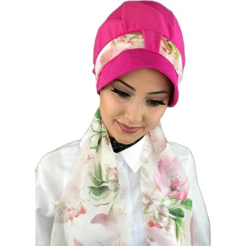 New Fashion 2021 Islamic 1headscarf Turban Womens Seasonal Scarf Bonnet One-piece Foulard Pink Biritli Scarf Hat