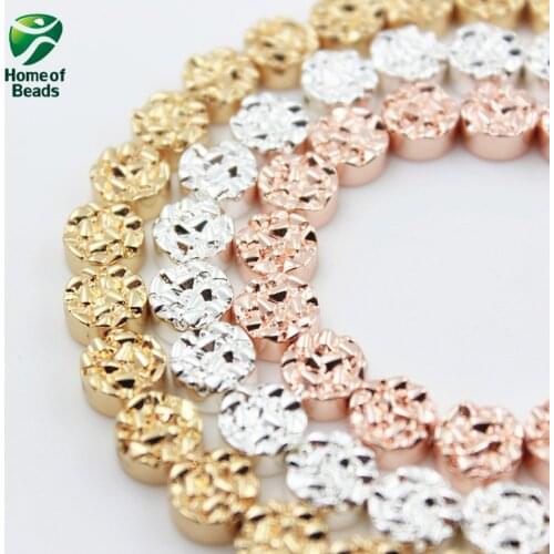 New Arrival Hematite loose gold silver color rose gold beads 8 10 12MM For DIY Jewelry Making (20 pieces/pack) CPHB1023