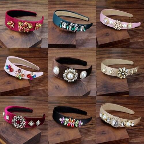 Simple Gem Hair Band Hoop Charming Women Wedding Hairbands Luxury Pearl Hair Accessories Rhinestone And Crystal Headbands