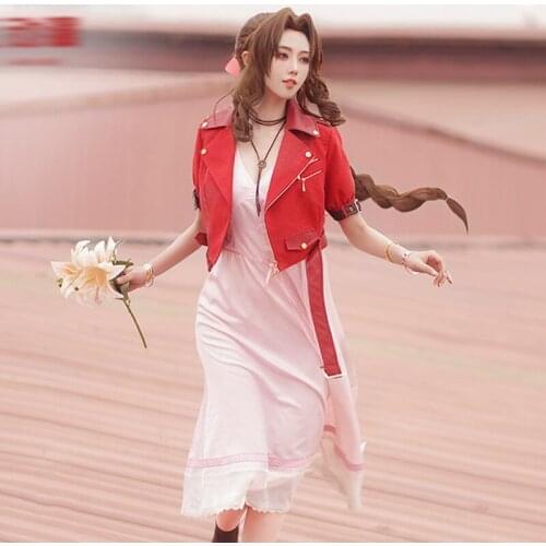 Aerith Gainsborough Cosplay Dress Final FF VII Game same dress daily Cos Female Costume H