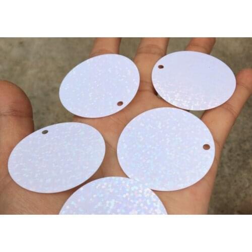Sewing supplies 50mm Laser White Side Hole Suspension Garment Accessories Stage Decoration Supplies PVC round sequins