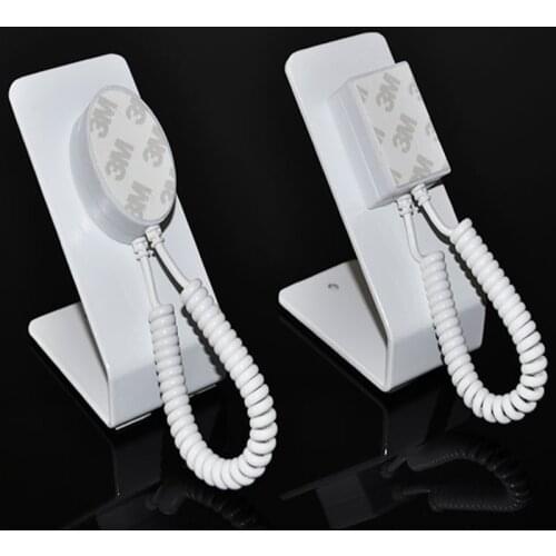 Sold in pack of 25 pcs white color L-shaped metal pull box anti theft secure display holder for phones