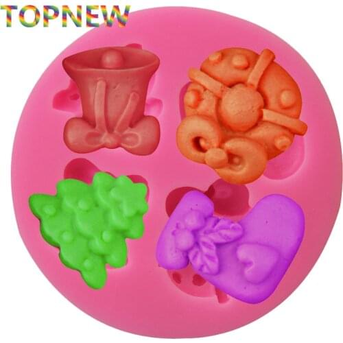 Christmas Bell Tree Sock Silicone Mold Fondant Cake Decorations DIY Kitchen Baking Tools