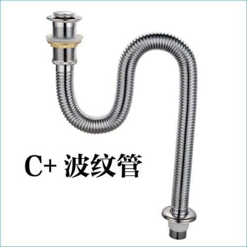 Retail-Bounce brass basin drainer,basin under corrugated stainless steel pipes,J14109