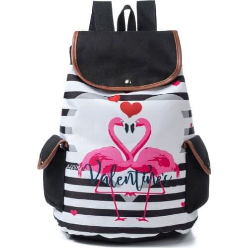 Cute Teenager Stripe Cartoon Printed School Backpack Drawstring Travel Bag Rucksack School Bags Backpack for Teenager Girls