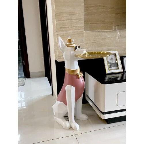 Living Room Decoration Sculpture Modern Landing Large Dog Tray Storage Resin Ornaments Porch Big Statue Figure Housewarming Gift