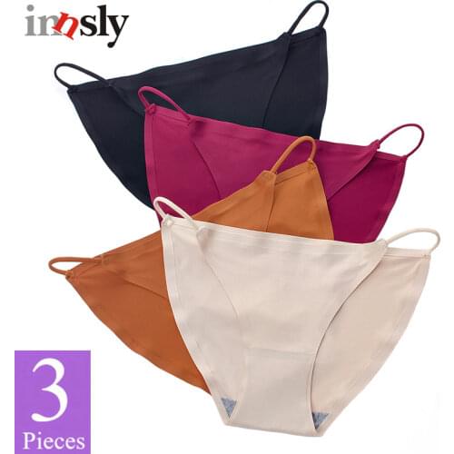 3 Pieces/Set Fashion Underwear Womens Sexy Panties Ice Silk Seamless Low Rise Big Size Female Briefs Solid Cotton Crotch