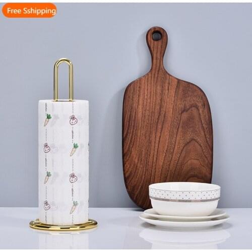 Golden Light Luxury Wrought Iron Paper Towel Rack Stainless Steel Kitchen Roll Paper Towel Rack Creative Vertical Napkin Holder