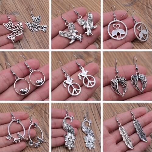 Animal Dangle Earring Vintage Bird Drop Earring Peacock Dove Feather Wing Dangle Drop Earring Fashion Animal Jewelry For Women