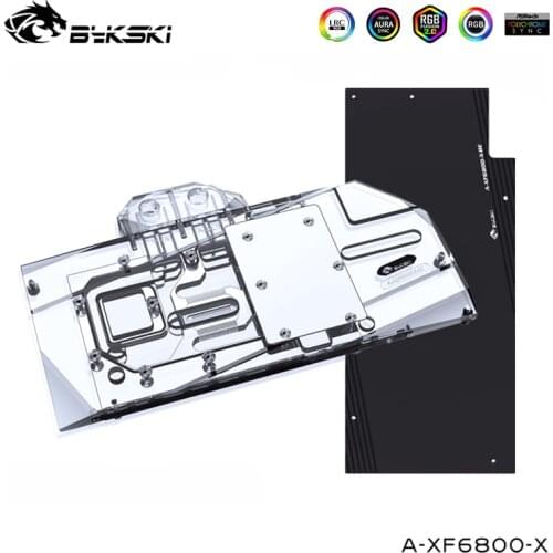 Bykski Watercooler For XFX RX6800 Overseas Edition V2 ,Full Cover Water Block With Back Plate , A-XF6800-X