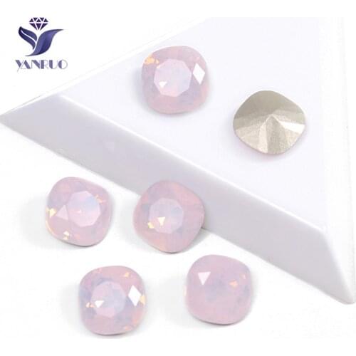 YANRUO 4470 Cushion Cut Rose Water Opal K9 Crystal Beads Diamond Crystals Needlework Stones ForJewelry Pointback Stones