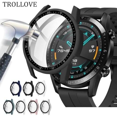 Protect Cover for Huawei Watch GT2 46mm Case hard PC + Glass Screen Protector for huawei Watch GT 2 46 mm Frame Accessorie