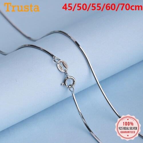 Trustdavis Genuine 925 Sterling Silver Box Snake Chain Collarbone Chain Necklace For Women S925 DIY Accessories Jewelry DC14