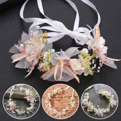 Pearl Flower Headband Bridal Crown Hairbands Hair Band Wedding Sweet Tiara Headpiece Hair Jewelry Girls Hair Accessories