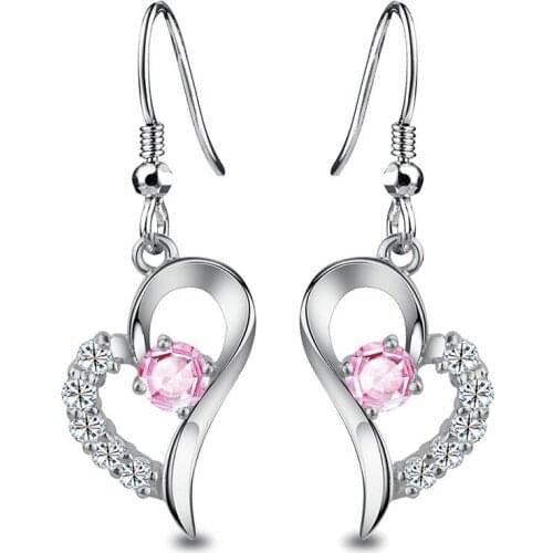 925 Sterling Silver Earrings For Women Wedding Jewelry Romantic Heart Zircon Multi-colour Earring Female Engagement Gifts KOFSAC