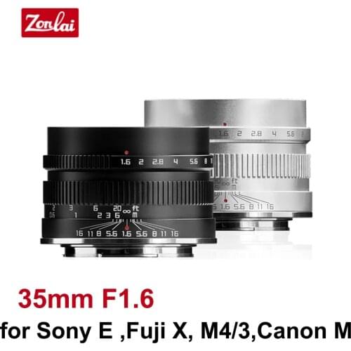 Zonlai 35mm F1.6 Prime Lens Manual Focus APS-C Mirrorless Camera Lens for Sony E Fuji X M4/3 Canon EF-M Mount Cameras