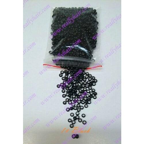 1000pcs black silicone micro nano bead with silicone line for Nano Hair Extensions tool kit 7 Colors Optional
